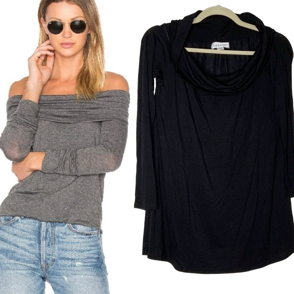 Velvet by Graham & Spencer black off the shoulder top. Size S